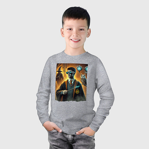 Детский лонгслив Harry Potter - steampunk fantasy / Меланж – фото 3