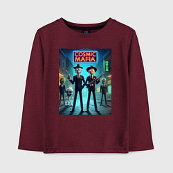 Лонгслив хлопковый детский Rick and Morty - cosmic mafia, цвет: меланж-бордовый