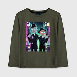 Лонгслив хлопковый детский Рик и Морти крутые гангстеры - нейроарт, цвет: меланж-хаки