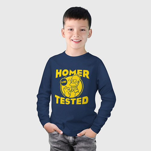 Детский лонгслив Homer tested / Тёмно-синий – фото 3