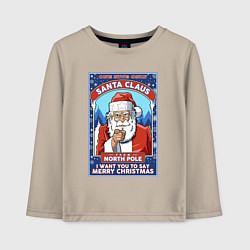 Лонгслив хлопковый детский Santa Claus north pole, цвет: миндальный