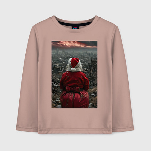 Детский лонгслив Дед мороз и уходящий год / Пыльно-розовый – фото 1