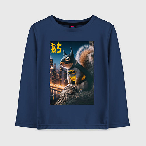 Детский лонгслив Bat squirrel - ai art fantasy / Тёмно-синий – фото 1