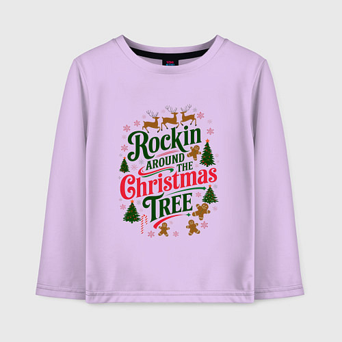 Детский лонгслив Новогодняя атмосфера rockin around the christmas t / Лаванда – фото 1