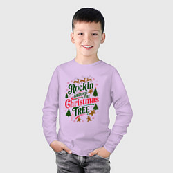 Лонгслив хлопковый детский Новогодняя атмосфера rockin around the christmas t, цвет: лаванда — фото 2