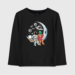 Лонгслив хлопковый детский Обед с пришельцем, цвет: черный