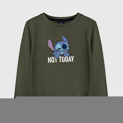 Детский лонгслив Not today Stitch / Меланж-хаки – фото 1