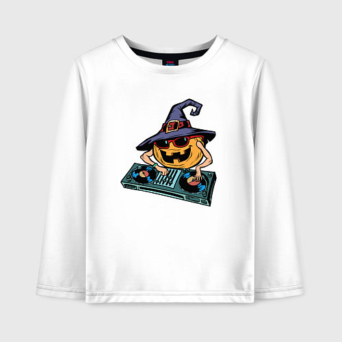 Детский лонгслив Тыква диджей / Белый – фото 1