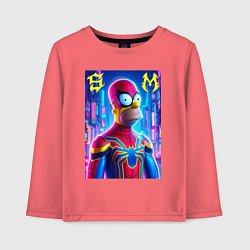 Лонгслив хлопковый детский Homer Simpson and Spider man - collaboration, цвет: коралловый