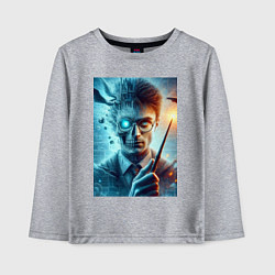 Лонгслив хлопковый детский Harry Potter - wizard with magic stick, цвет: меланж
