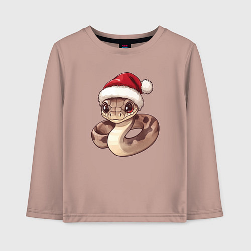 Детский лонгслив Змея новогодняя 2025 / Пыльно-розовый – фото 1