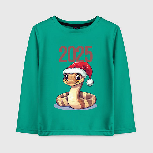 Детский лонгслив Коричневая змейка 2025 / Зеленый – фото 1