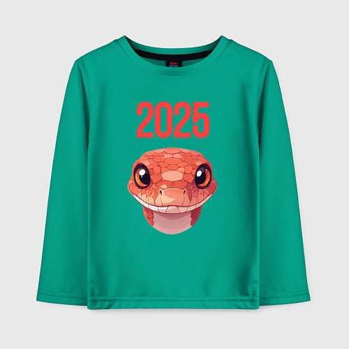 Детский лонгслив Оранжевая змея 2025 / Зеленый – фото 1