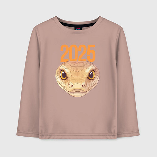 Детский лонгслив Желтая змея 2025 / Пыльно-розовый – фото 1