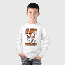 Лонгслив хлопковый детский Собака Джек-рассел-терьер, цвет: белый — фото 2