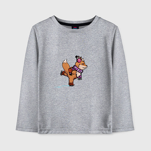 Детский лонгслив Лисичка на коньках / Меланж – фото 1