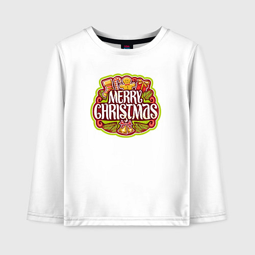 Детский лонгслив Merry christmas / Белый – фото 1