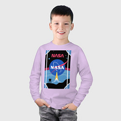 Лонгслив хлопковый детский NASA плакат, цвет: лаванда — фото 2