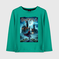 Лонгслив хлопковый детский Harry Potter with a magic wand - Hogwarts, цвет: зеленый