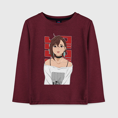 Детский лонгслив Дандадан: Момо / Меланж-бордовый – фото 1