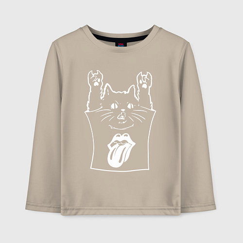 Детский лонгслив Rolling Stones - cat rock / Миндальный – фото 1