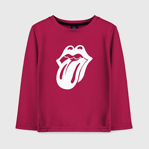 Детский лонгслив Rolling Stones - white logo / Маджента – фото 1