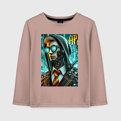 Лонгслив хлопковый детский Cyber Harry Potter - ai art fantasy, цвет: пыльно-розовый