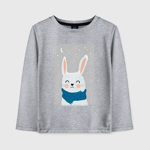 Детский лонгслив Снежный кролик с шарфом / Меланж – фото 1