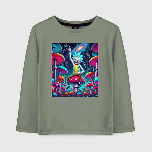 Детский лонгслив Рик Санчес показывает жест победы / Авокадо – фото 1