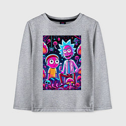 Лонгслив хлопковый детский Рик и Морти - паучок и грибочки, цвет: меланж