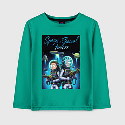 Лонгслив хлопковый детский Rick and Morty - space special forces, цвет: зеленый