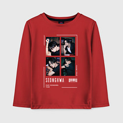 Лонгслив хлопковый детский Сонхва ateez, цвет: красный