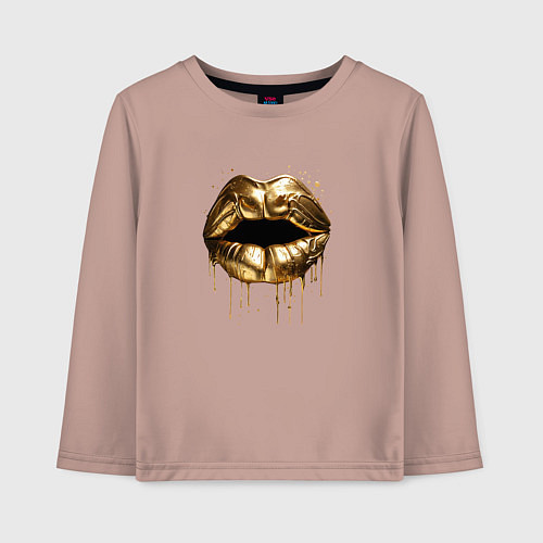 Детский лонгслив Золотые губы / Пыльно-розовый – фото 1