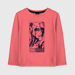 Лонгслив хлопковый детский Футуристичная кибернетическая девушка, цвет: коралловый