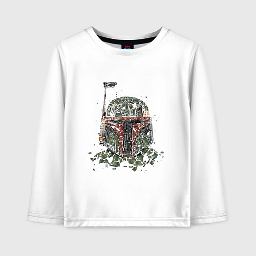 Детский лонгслив Мандалорский шлем мазайка / Белый – фото 1