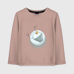 Лонгслив хлопковый детский Снеговик вид сверху, цвет: пыльно-розовый