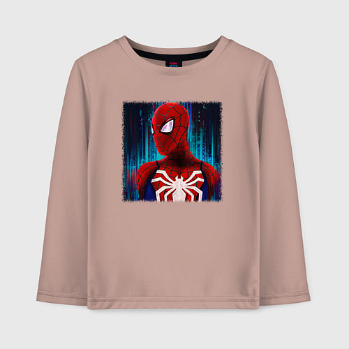 Детский лонгслив Человек паук новый / Пыльно-розовый – фото 1