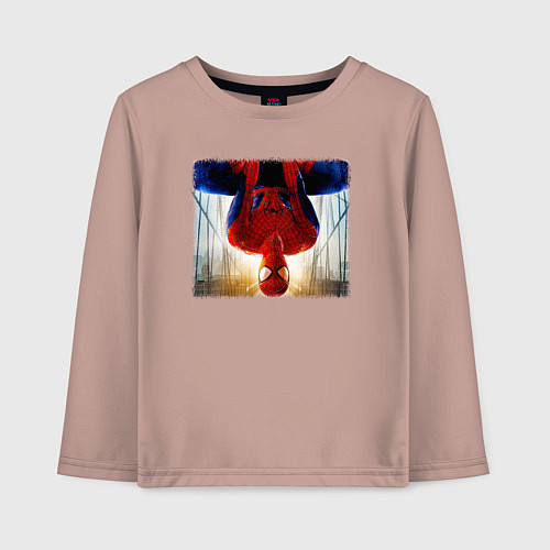 Детский лонгслив Новый человек паук / Пыльно-розовый – фото 1