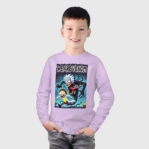 Детский лонгслив Веном вселился в Рика - нейрошутка / Лаванда – фото 3