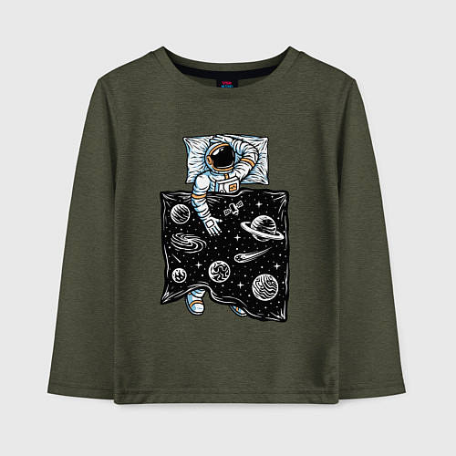 Детский лонгслив Космический сон / Меланж-хаки – фото 1