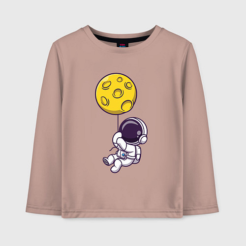 Детский лонгслив Полёт на лунном шарике / Пыльно-розовый – фото 1