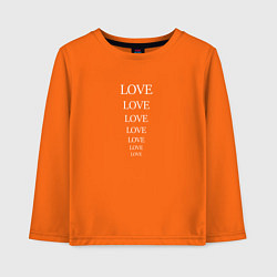Лонгслив хлопковый детский Надпись love, цвет: оранжевый