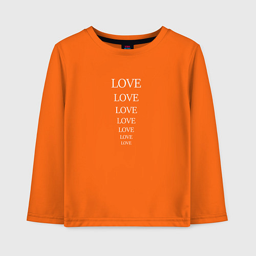 Детский лонгслив Надпись love / Оранжевый – фото 1