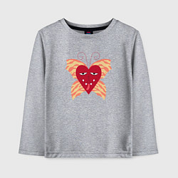 Лонгслив хлопковый детский Сердечко-бабочка, цвет: меланж
