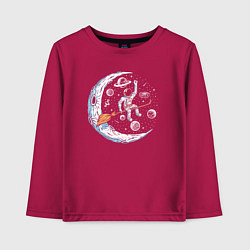 Лонгслив хлопковый детский Полёт на метле, цвет: маджента