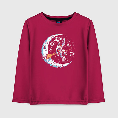 Детский лонгслив Полёт на метле / Маджента – фото 1