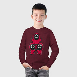 Лонгслив хлопковый детский Squid game little men, цвет: меланж-бордовый — фото 2