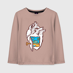 Лонгслив хлопковый детский Лето в сердечке, цвет: пыльно-розовый