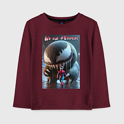 Лонгслив хлопковый детский Мультяшные Веном и человек паук - мем, цвет: меланж-бордовый