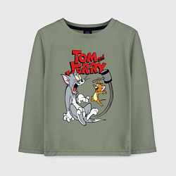 Лонгслив хлопковый детский Том и Джерри - кувалда, цвет: авокадо